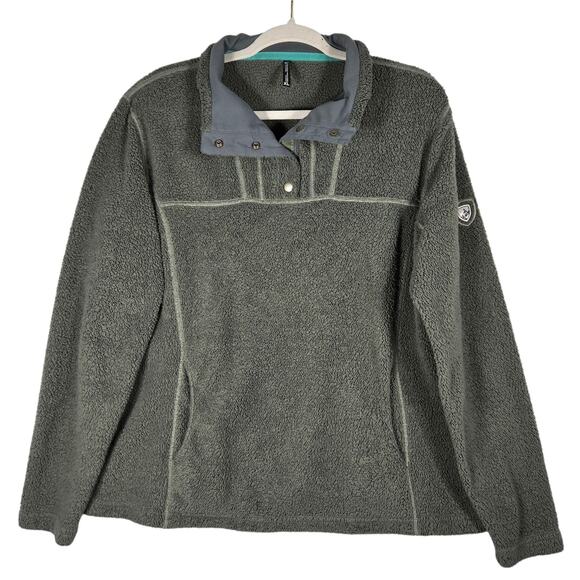 Kuhl Avalon Pullover Womens XLarge Green Fleece 1/4 Snap Outdoor Hiking Pockets - Picture 1 of 12